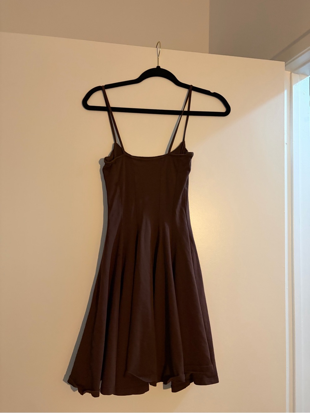 Zara Chocolate Brown Midi Spaghetti-Strap Dress (S)